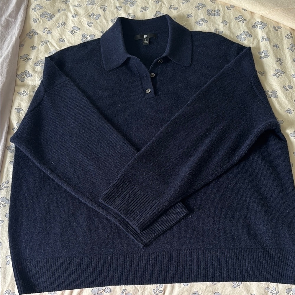 Banana Republic 100 Cashmere Navy Blue Collared Sweater